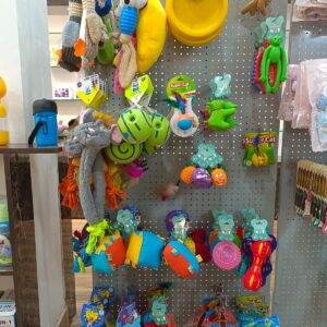 Happy dog enjoying jhoola swing and toys at Blue Bear Clinic